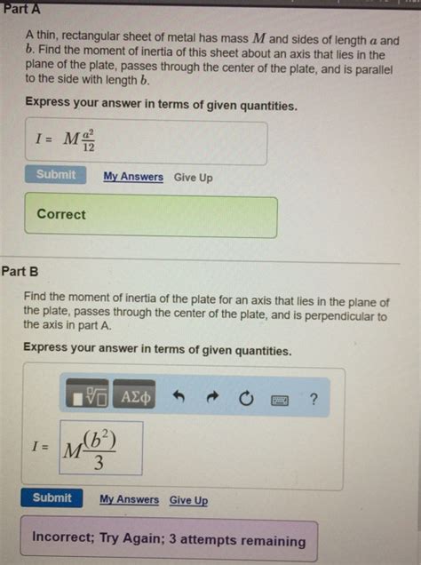 A thin, rectangular sheet of metal has mass M and sides of